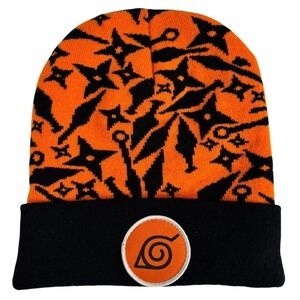 Vintage Naruto Shippuden Uzumaki 2002 Winter Beanie Orange Black Anime Halloween